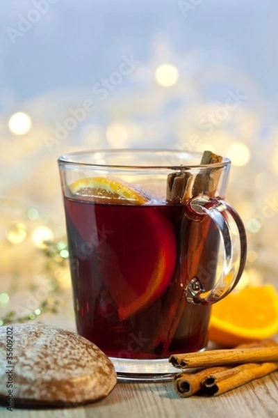 Obraz Christmas mulled wine and gingerbread