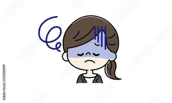 Fototapeta 体調不良の女性イラスト（ベクター）