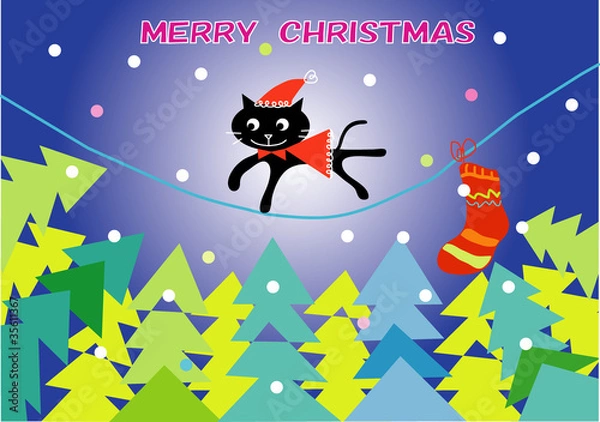 Obraz 黒ねこサンタ