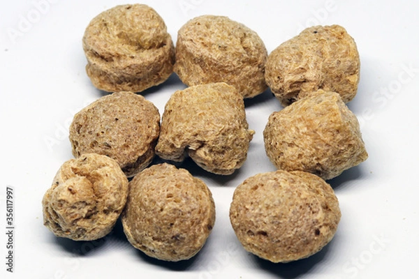 Obraz Raw Soya Chunks Isolated on White Background