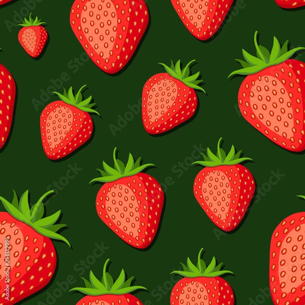 Obraz Seamless red pattern on green. Bright fruit background
