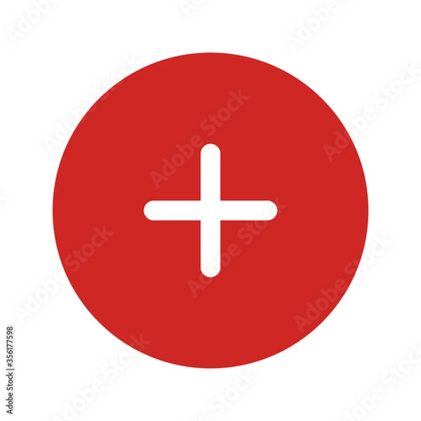 Fototapeta Add content vector icon. More options symbol for user interface app. Cross sign for website or mobile app. Minimal. Simple. First aid sign for print or multimedia platform. Plus icon. Button.