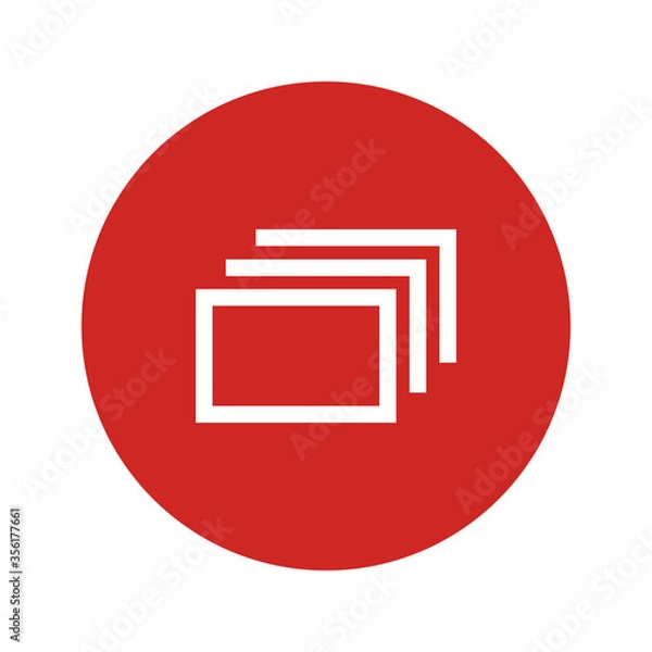 Fototapeta Album of photos vector icon. Photo gallery symbol for user interface app. Overlapping pictures for website or mobile app. Photo collection sign for multimedia, Photographs bundle icon. Button.