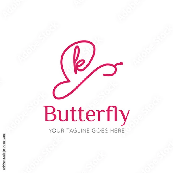 Fototapeta initial letter k butterfly logo and icon vector illustration design template