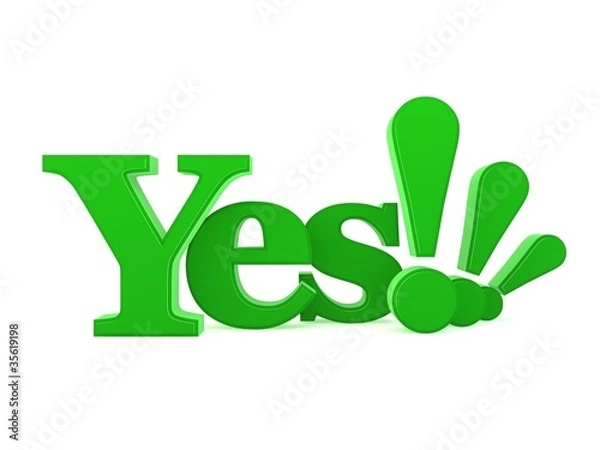 Fototapeta 3D of the word Yes isolated against a white background