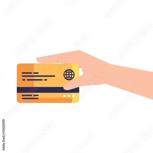 Fototapeta hand holding credit card of money financial banking commerce and market theme Vector illustration