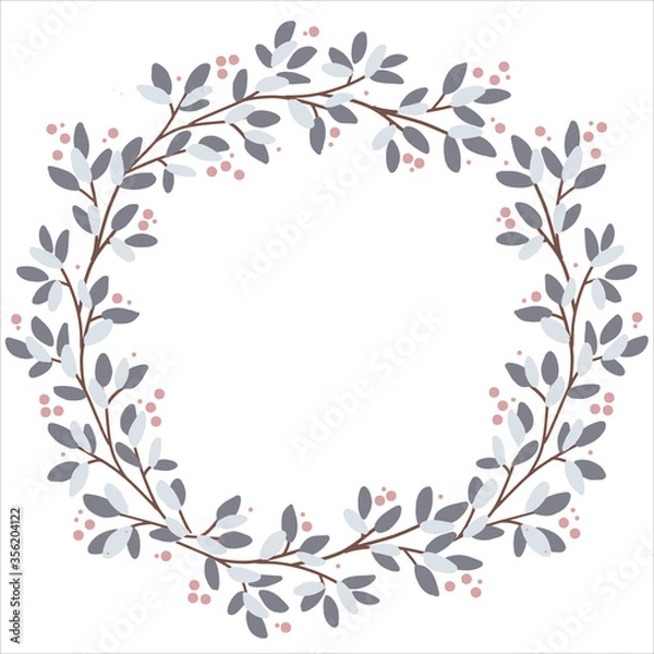 Obraz Round cute floral frame. Isolated vector object for greting cards