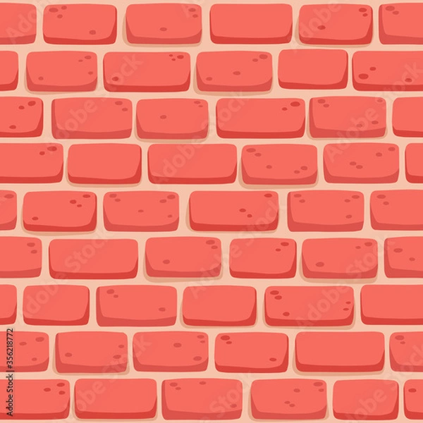 Obraz Seamless pattern of cartoon brick wall in coral color.