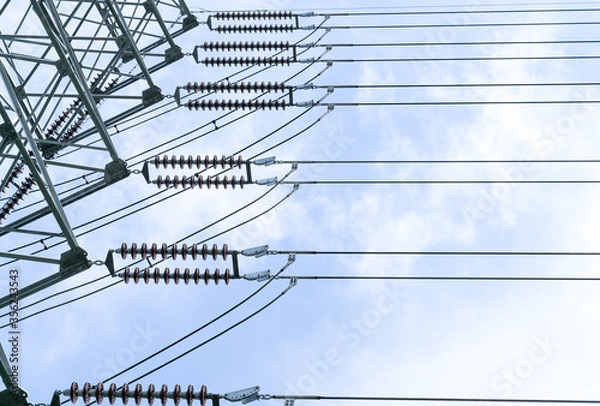 Fototapeta High voltage distribution pole.