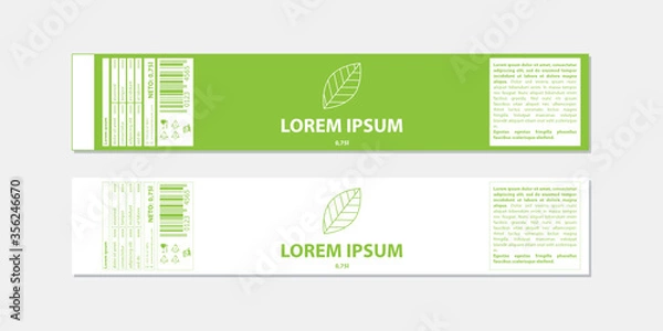 Obraz green leaves, bottle label template