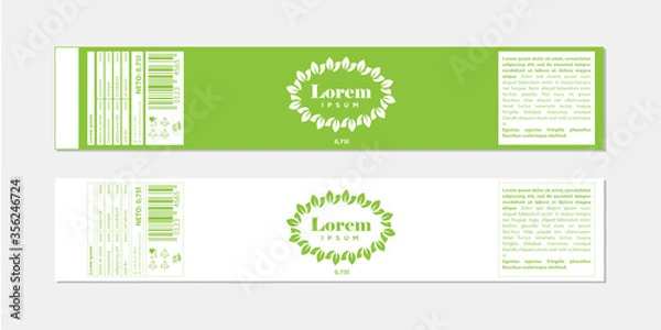 Obraz green leaves, bottle label template