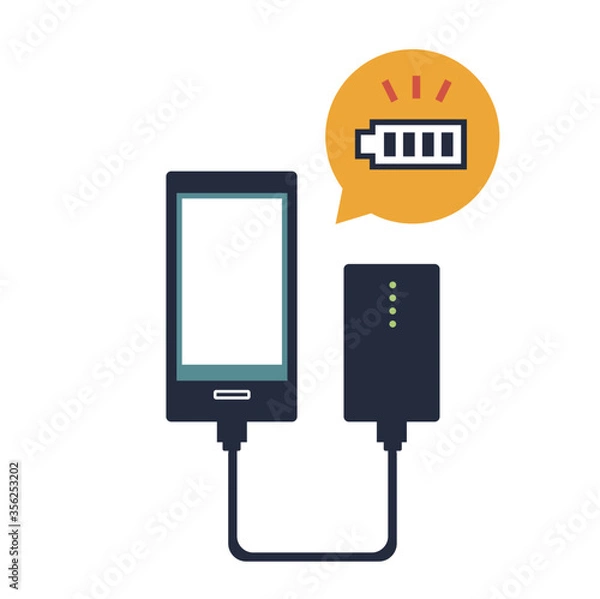 Obraz モバイルバッテリーとスマートフォンのイラスト素材
