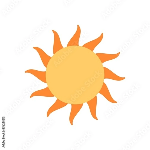 Fototapeta Sun icon in flat design style. Logo, mascot design element.