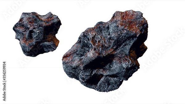 Fototapeta flying asteroid, meteorite. isolate. 3d rendering