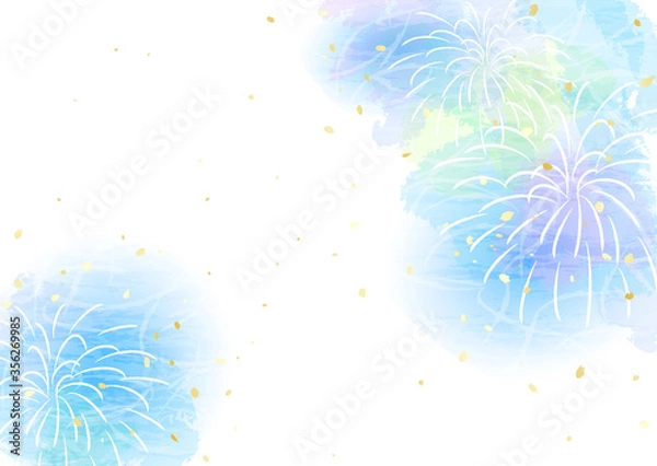 Fototapeta 優しい色合いの花火　背景イラスト