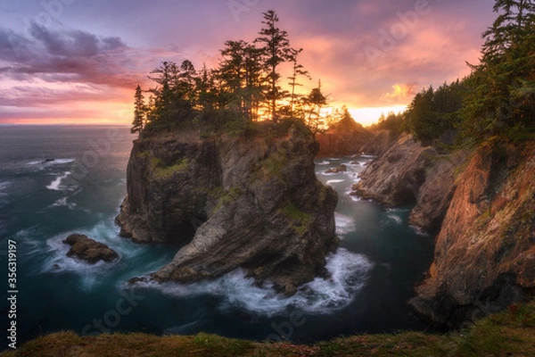 Fototapeta Oregon Coast with sea stack, USA