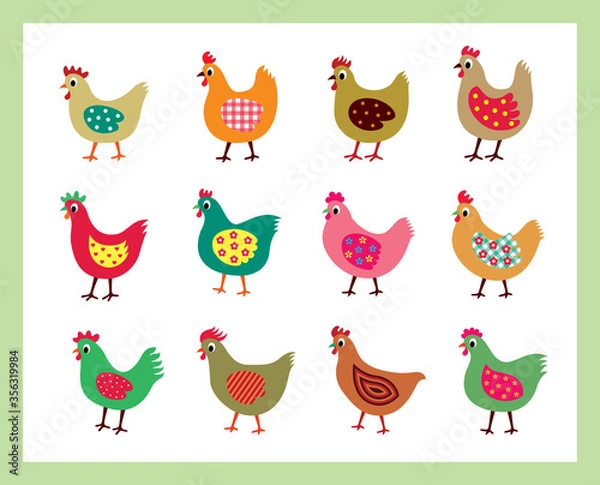 Obraz cute chicken vector collection
