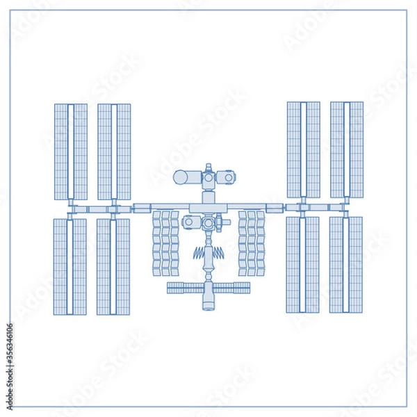 Obraz International Space Station plot on white background. Isolated vector illustration.