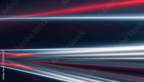 Obraz Background wall with neon lines and rays. Background dark corridor with neon light. Abstract background with lines and glow. Light element in the center, a triangle, a pyramid with neon.