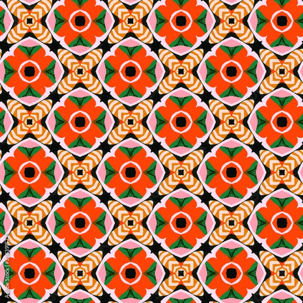 Fototapeta Abstract bright pattern with various shades seamless pattern design composition. Wallpaper, background. Eps 10