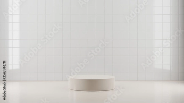Fototapeta minimal cosmetics cylinder stand in pastel background,3d rendering