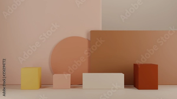 Fototapeta cosmetic rectangle stand on pastel background,3d rendering
