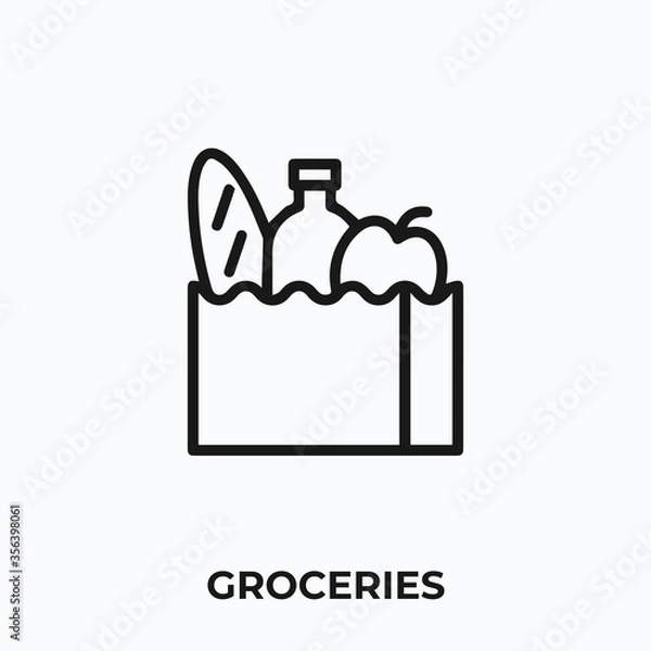 Obraz groceries icon vector. groceries icon vector symbol illustration. Modern simple vector icon for your design.