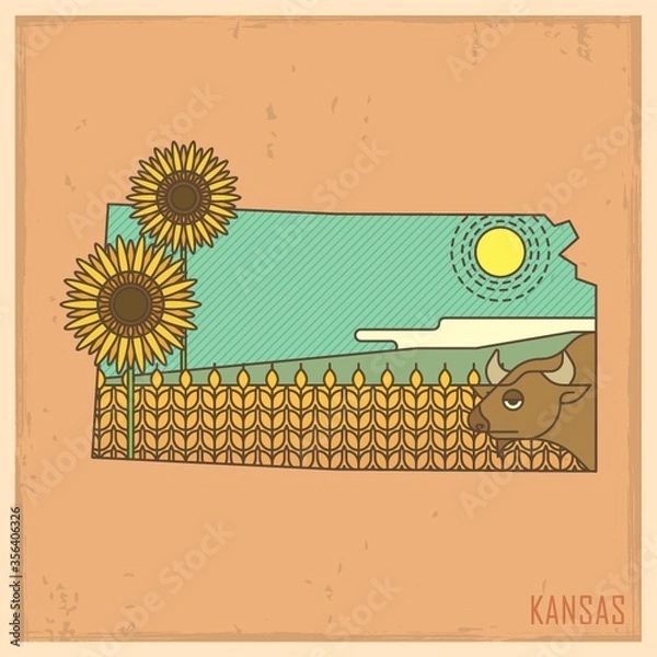Fototapeta kansas state map