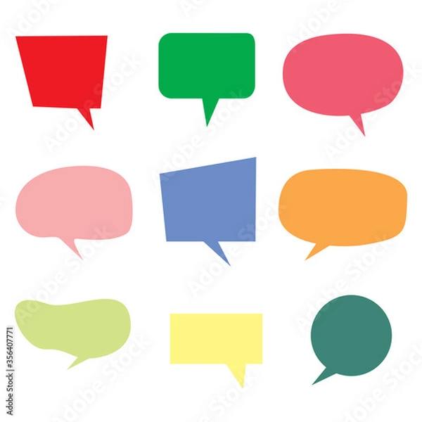 Fototapeta Set of conversation bubble vectors with various colors.