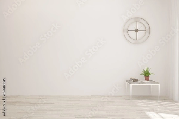 Obraz White empty room. Scandinavian interior design. 3D illustration