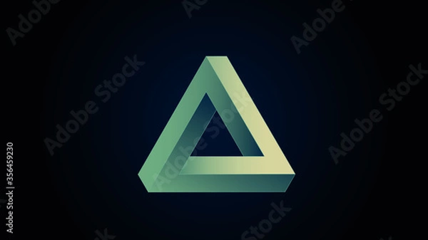 Obraz The Penrose triangle on a dark background. Impossible figure