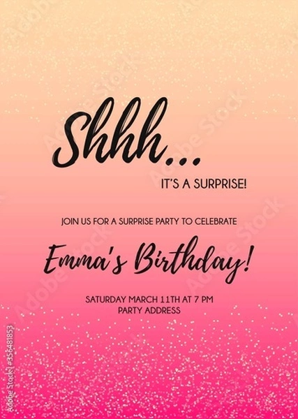 Fototapeta Shh... surprise secret party invitation vector design card