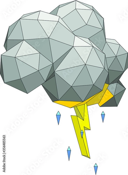 Fototapeta vector image of a thundercloud with lightning