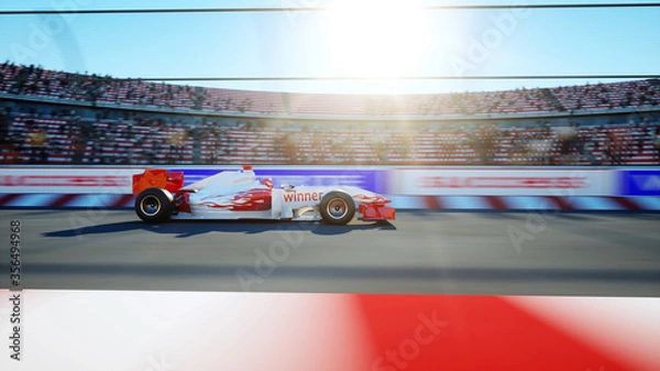 Fototapeta Race car. Very fast driving. 3d rendering.