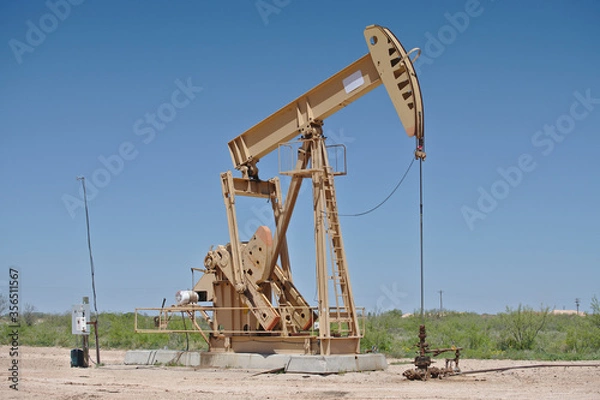 Fototapeta Beige pump jack front oblique angle