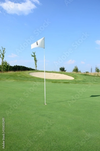 Obraz golf flag on green grass