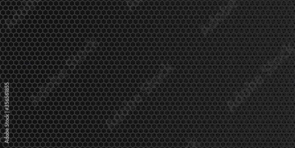 Fototapeta Black metal texture steel background.Black hexagon grid background.