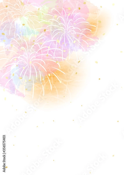 Fototapeta 優しい色合いの花火　背景イラスト