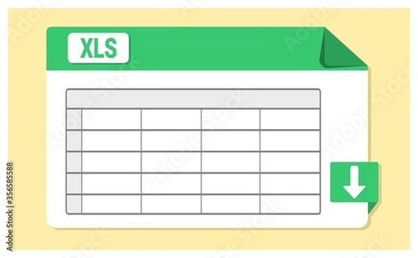 Fototapeta Vector of spreadsheet icon. XLS, or XLSX file format icon with landscape design.