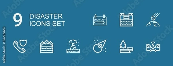 Fototapeta Editable 9 disaster icons for web and mobile