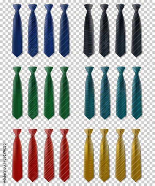 Fototapeta Vector set of strict classical Ties Dark and Light Colors