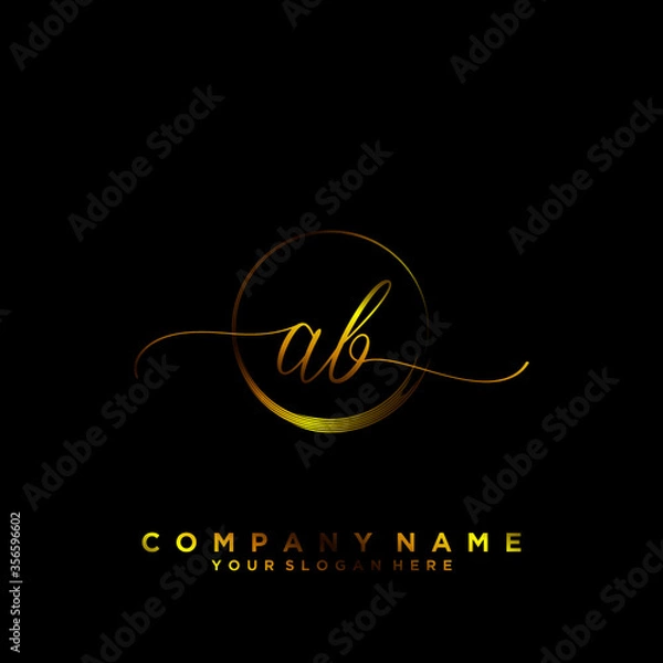 Obraz AB Initial handwriting logo vector