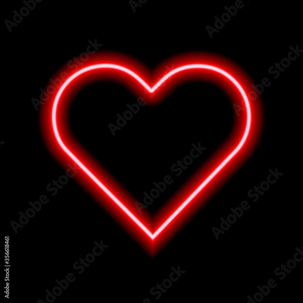 Fototapeta Red neon heart. Luminous element for your design.