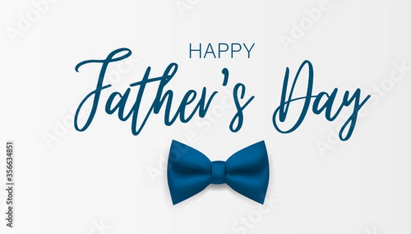 Fototapeta Happy Father's day banner. Simple vector with blue bow tie.
