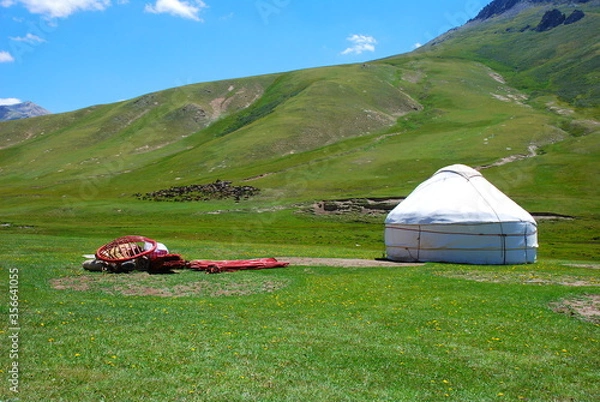 Obraz yurt camping in the mountains