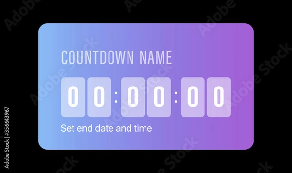 Fototapeta Instagram Countdown Timer. Social Media Sticker. Template Icon. User Interface Button. Stories. Vector Illustration On Black Background. IGTV
