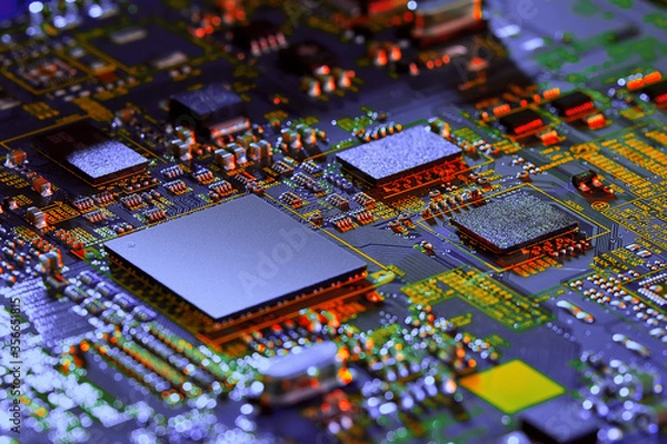Obraz Electronic circuit board close up.