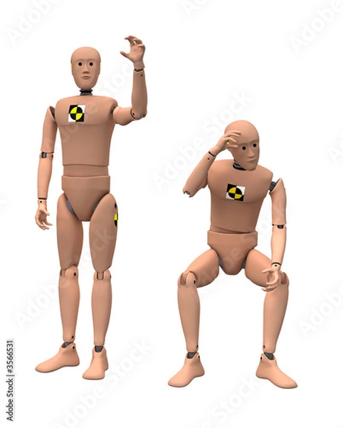 Obraz Crash Test Dummies isolated on White Background. Clipping path. 3D illustration