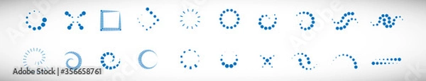 Fototapeta Abstract Dot Circle Icons Set. Halftone Logo Concept. Dotted Circle Isolated - Vector. Creative Icons For Dotted Logo, Tech Icon, Square Element And Logotype. Abstract Circle Dot Technology Logo