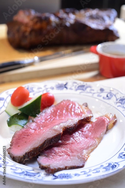 Obraz Cut Barbecued Beef On The Plate